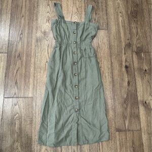 COTTON ON Women's Woven Button Front Sleeveless Midi Dress army Green Size XS